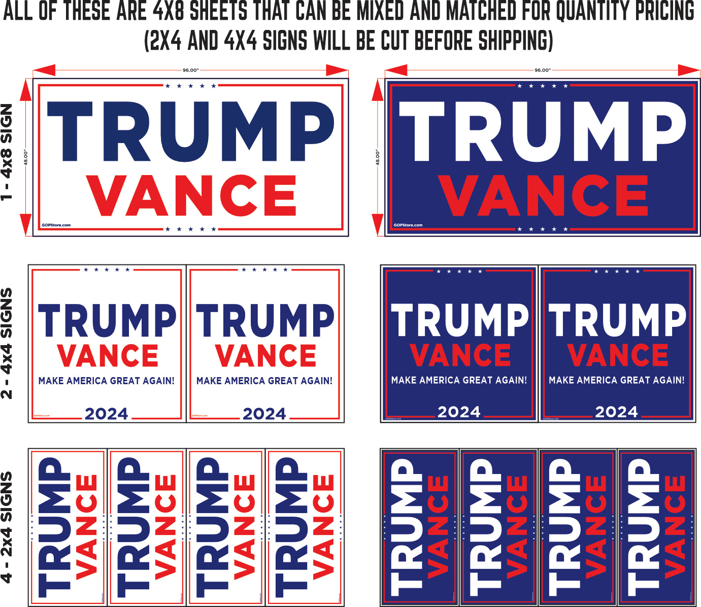 Trump Vance 4x8 Signs